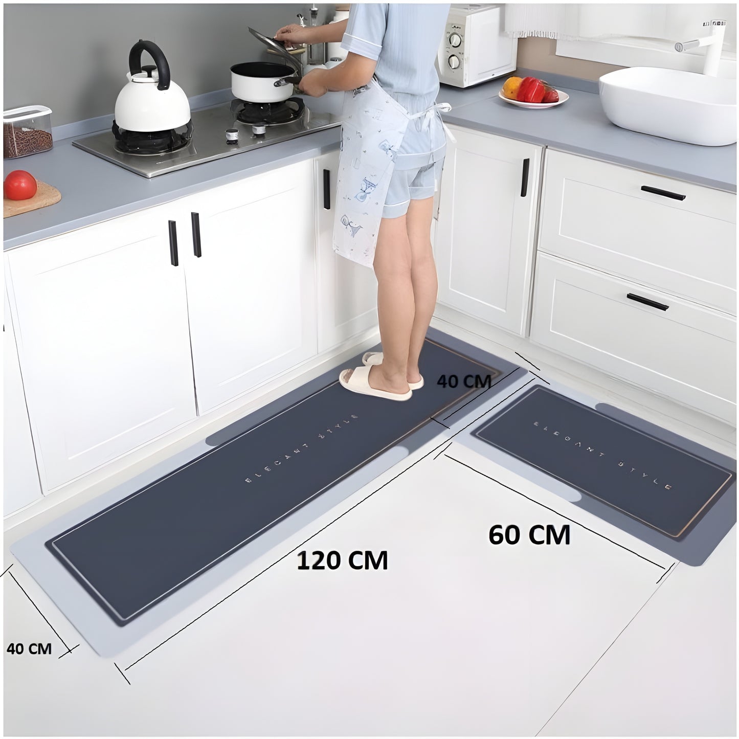 2-Piece Kitchen Mats | Waterproof & Non-Slip Comfort